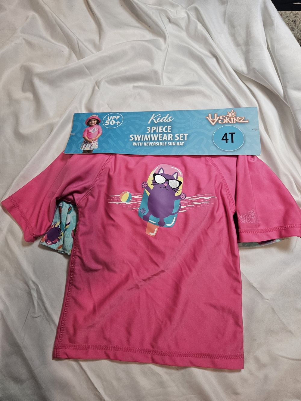 UV Skinz Kids Pink 3-Piece Rashguard Swim Set with Cat Float